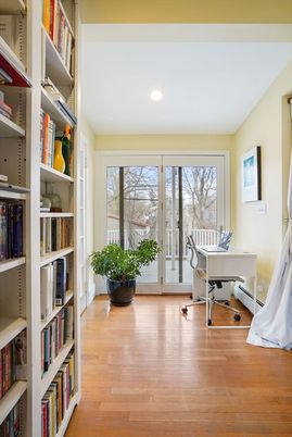 Home Office, Interior, Recessed Lighting, Wood Texture Flooring