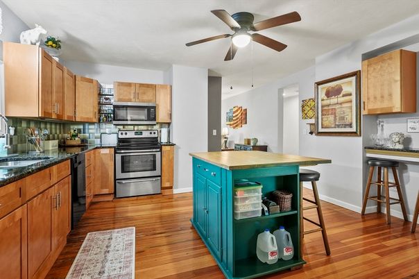 Interior, Kitchen, Stainless Steel Appliances, Wood Texture Flooring