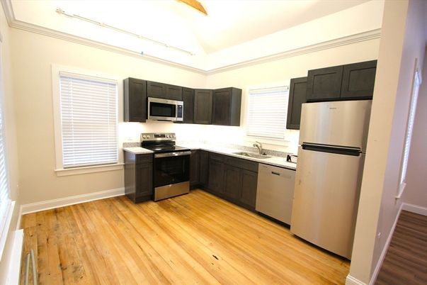 Interior, Kitchen, Stainless Steel Appliances, Wood Texture Flooring