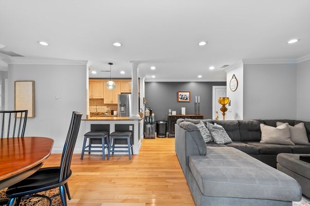 Dining room, Interior, Kitchen, Living room, Pendant Lights, Recessed Lighting, Wood Texture Flooring