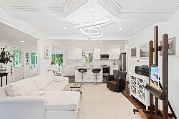 Interior, Kitchen, Living room, Pendant Lights, Recessed Lighting, Stainless Steel Appliances, Wood Texture Flooring