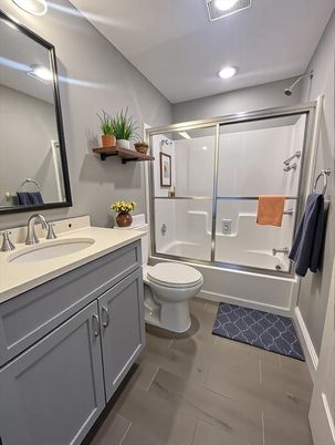 Bathroom, Glass Shower, Interior, Recessed Lighting
