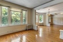 Chandelier, Empty room, Interior, Pendant Lights, Wood Texture Flooring