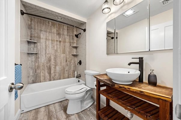 Bathroom, Interior, Wood Texture Flooring