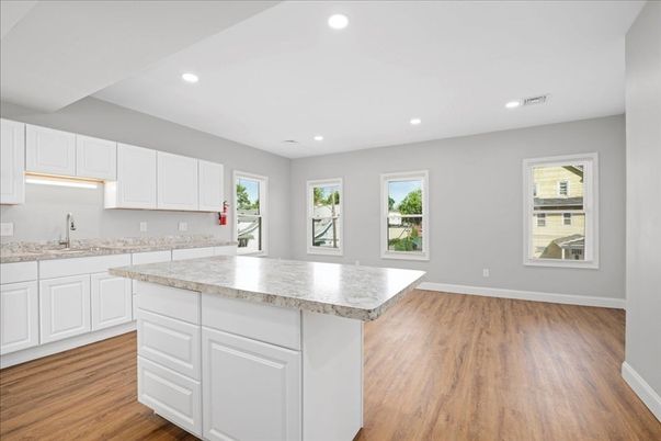 Interior, Kitchen, Recessed Lighting, Wood Texture Flooring