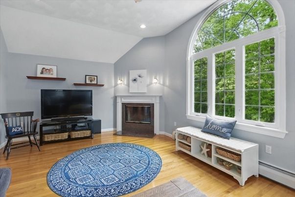 Fireplace, Interior, Recessed Lighting, Wood Texture Flooring