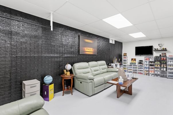 Interior, Living room, Recessed Lighting, Stone Walls