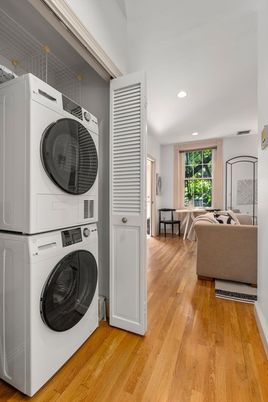 Interior, Recessed Lighting, Utility Closets, Washer, Wood Texture Flooring