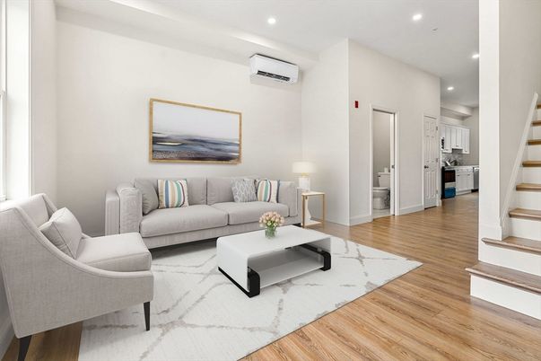 Interior, Living room, Recessed Lighting, Wood Texture Flooring
