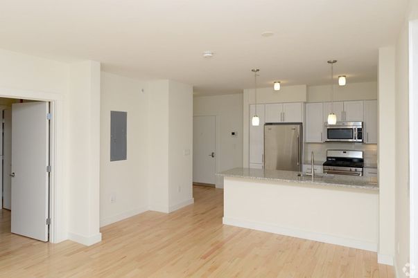 Interior, Kitchen, Pendant Lights, Stainless Steel Appliances, Wood Texture Flooring