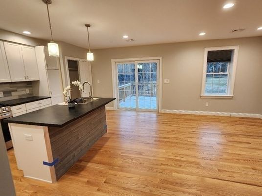 Interior, Kitchen, Pendant Lights, Recessed Lighting, Wood Texture Flooring