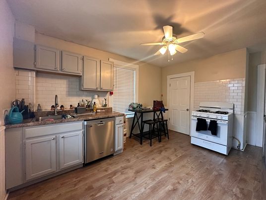 Interior, Kitchen, Stainless Steel Appliances, Wood Texture Flooring