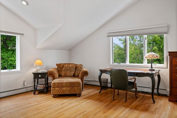 Home Office, Interior, Recessed Lighting, Wood Texture Flooring