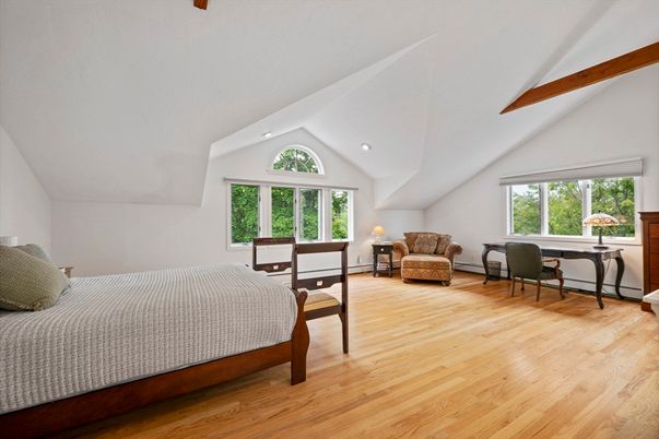 Bedroom, Home Office, Interior, Wooden Beams, Wood Texture Flooring