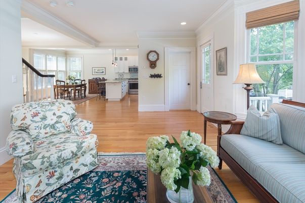 Dining room, Interior, Kitchen, Living room, Recessed Lighting, Stainless Steel Appliances, Wood Texture Flooring