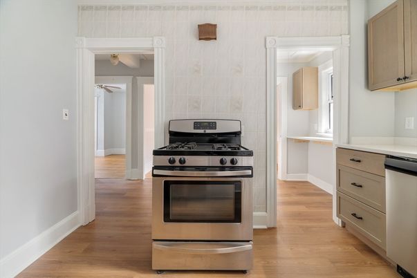 Interior, Kitchen, Stainless Steel Appliances, Wood Texture Flooring