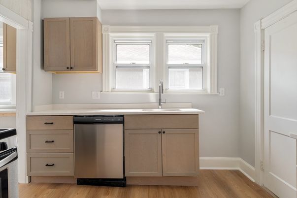 Interior, Kitchen, Stainless Steel Appliances, Wood Texture Flooring
