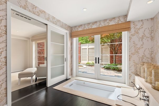 Bathroom, Interior, Recessed Lighting, Wood Texture Flooring