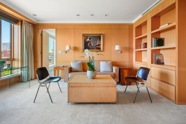 Home Office, Interior, Living room, Recessed Lighting, Wooden Walls