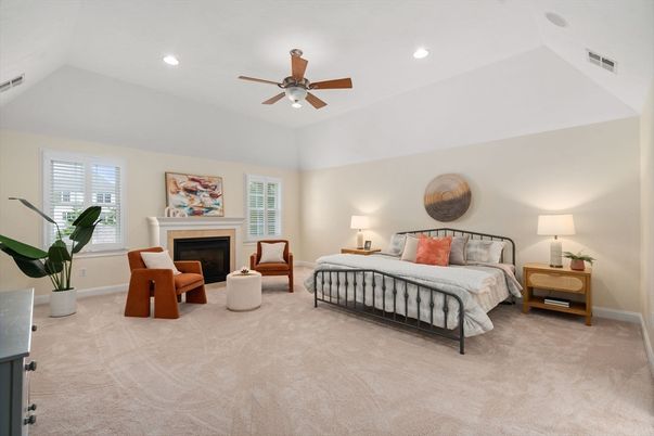 Bedroom, Fireplace, Interior, Recessed Lighting