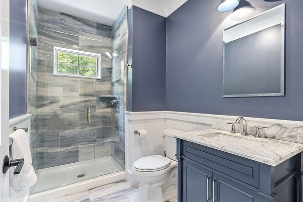 Bathroom, Glass Shower, Interior, Marble