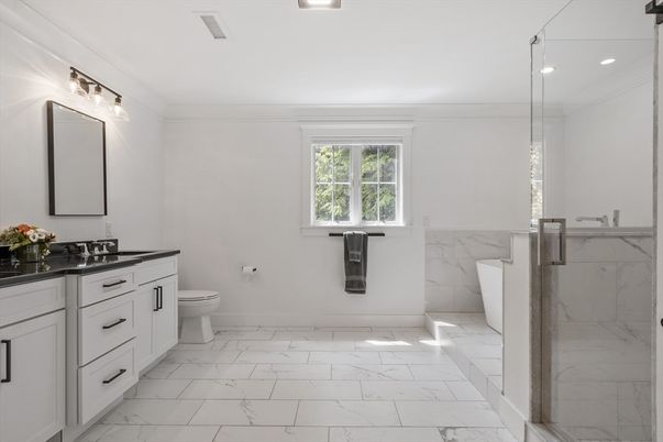 Bathroom, Interior, Marble, Recessed Lighting