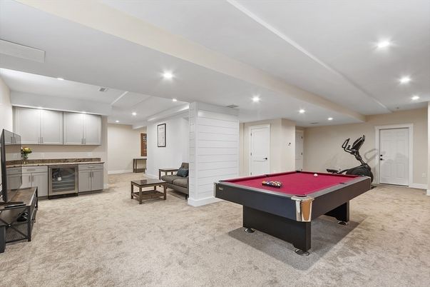 Billiard Table, Fitness Equipment, Game Room, Interior, Recessed Lighting