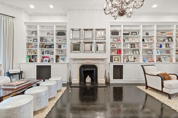 Chandelier, Fireplace, Interior, Recessed Lighting, Wood Texture Flooring