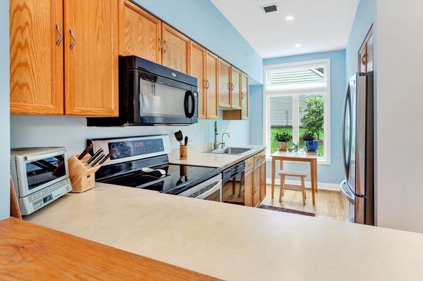 Interior, Kitchen, Recessed Lighting, Wood Texture Flooring
