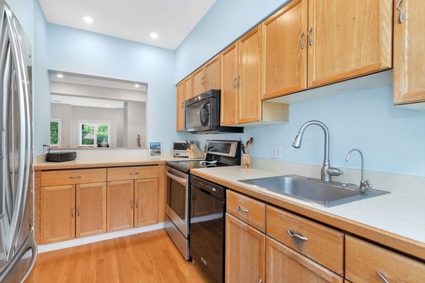 Interior, Kitchen, Recessed Lighting, Wood Texture Flooring