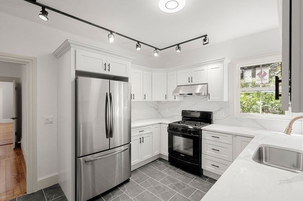 Interior, Kitchen, Marble Walls, Stainless Steel Appliances