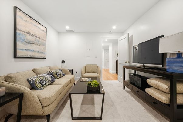 Interior, Living room, Recessed Lighting, Wood Texture Flooring