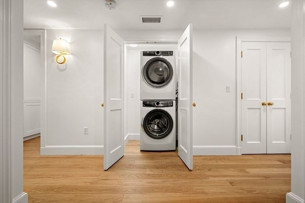 Interior, Recessed Lighting, Utility Closets, Washer, Wood Texture Flooring