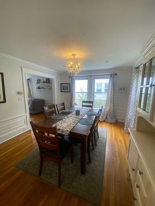 Chandelier, Dining room, Interior, Wood Texture Flooring