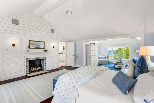 Bedroom, Fireplace, Interior, Wood Texture Flooring