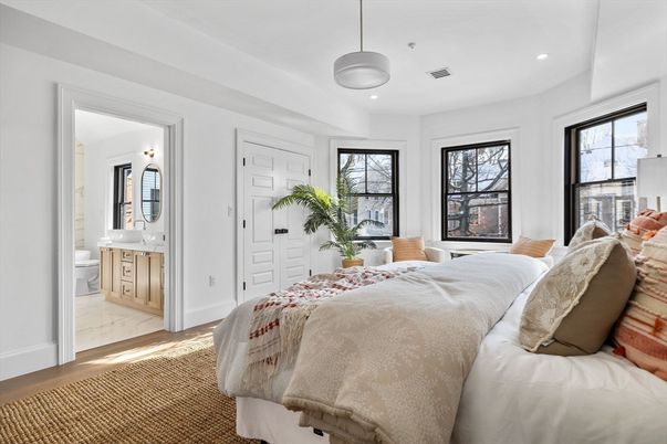 Bathroom, Bedroom, Interior, Marble, Pendant Lights, Recessed Lighting, Wood Texture Flooring