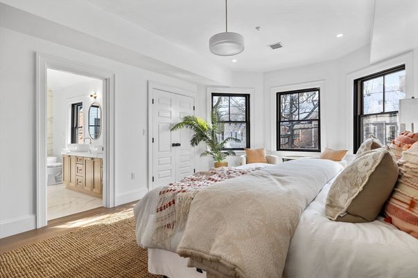 Bathroom, Bedroom, Interior, Marble, Pendant Lights, Recessed Lighting, Wood Texture Flooring