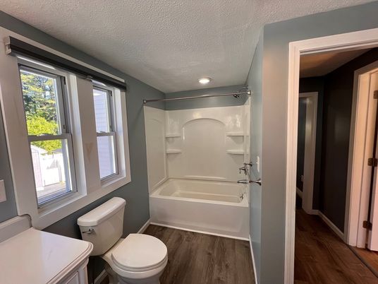 Bathroom, Interior, Recessed Lighting, Wood Texture Flooring