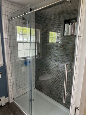 Bathroom, Glass Shower, Interior, Stone Walls