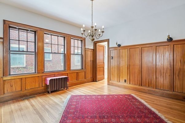 Chandelier, Empty room, Interior, Wood Texture Flooring, Wooden Walls
