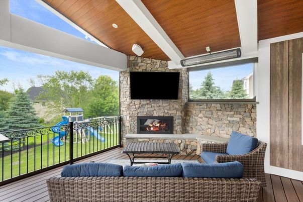 Exterior, Fireplace, Wooden Ceilings