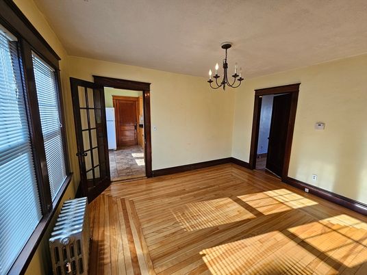 Chandelier, Empty room, Interior, Wood Texture Flooring