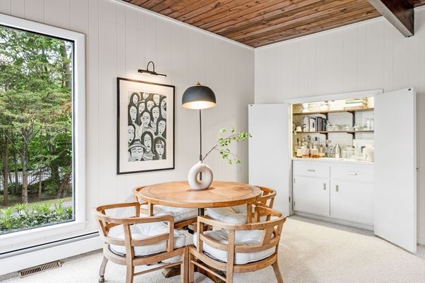 Dining room, Interior, Pendant Lights, Wooden Ceilings