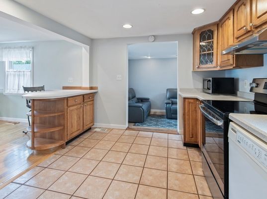 Interior, Kitchen, Recessed Lighting, Wood Texture Flooring