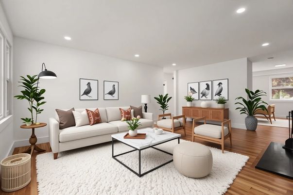 Interior, Living room, Recessed Lighting, Wood Texture Flooring