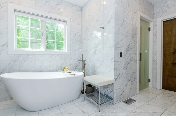 Bathroom, Free Standing Baths, Interior, Marble, Marble Walls