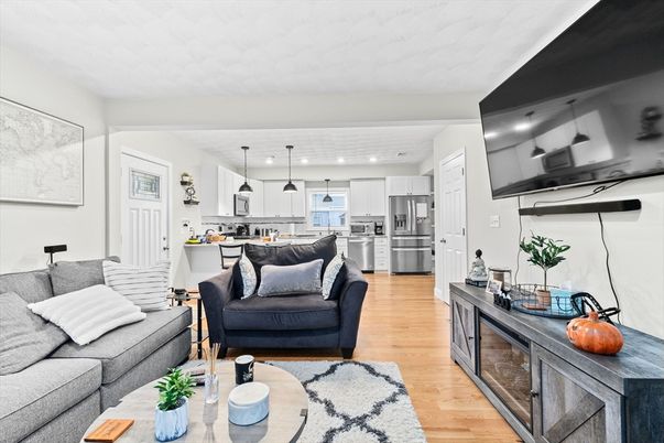 Interior, Kitchen, Living room, Pendant Lights, Recessed Lighting, Stainless Steel Appliances, Wood Texture Flooring