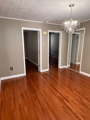 Chandelier, Empty room, Interior, Wood Texture Flooring