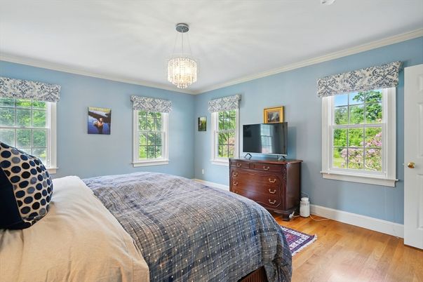 Bedroom, Chandelier, Interior, Wood Texture Flooring