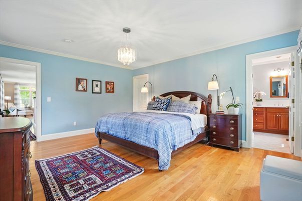 Bedroom, Chandelier, Interior, Wood Texture Flooring